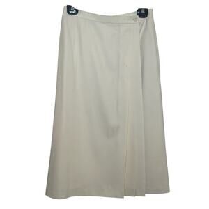 Vtg Harve Benard 100% Pure Wool Size 10 Cream Pleated Wrap Skirt